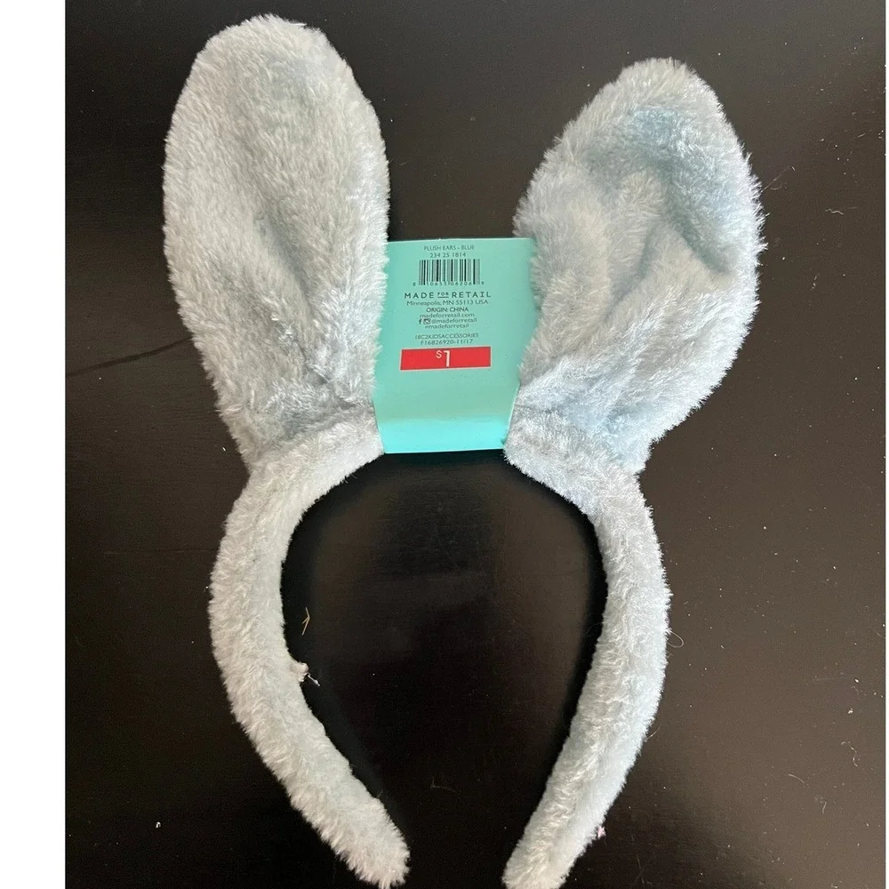 Made For Retail Bunny Ears Kids O/S Blue Brand New Gingham Easter Headband